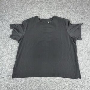 Graver Studio Blouse Womens 3X Black Flutter Sleeve Round Neck Basic Top Plus